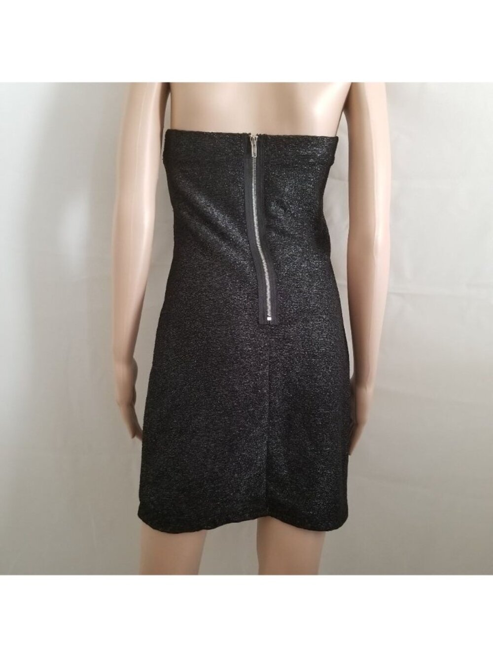 Speechless Black Strapless Glittery Mesh Panels Bodycon Mini Dress Women's Large - Picture 3 of 9